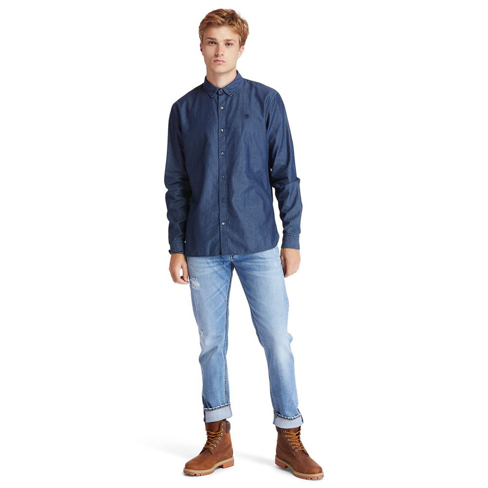 Camasi Timberland Barbati Bleumarin - Mumford River Slim-Fit Chambray - Romania - YDSBGI701